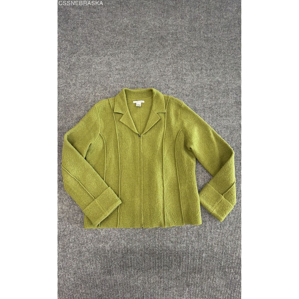 Jillian Jones Women's Vintage Green Boiled Wool Full Zip Jacket Sz XL
